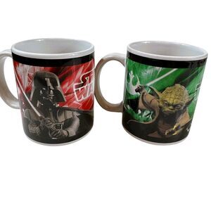Star Wars Coffee Mugs 2007 Lucasfilm Galerie Yoda Darth Vader Chewbacca Set of 2